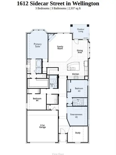 2D floor plan layout of this home in Wellington, Haslet, TX (Image 2).