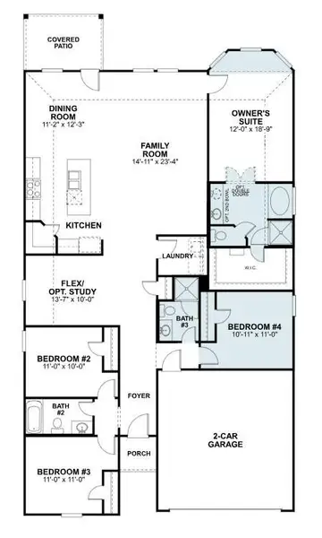 2D floor plan layout of this home in Pinewood at Grand Texas, New Caney, TX (Image 4).