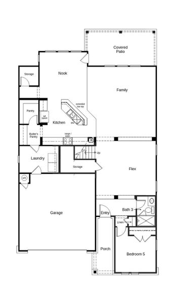 2D floor plan layout of this home in Salerno - Classic Collection, Round Rock, TX (Image 3).