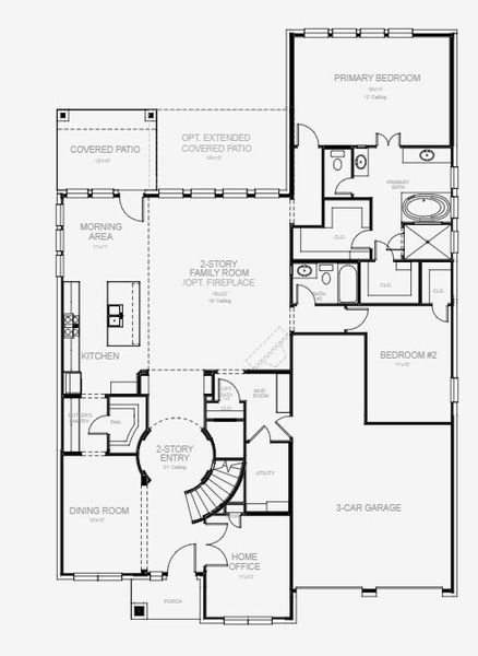 2D floor plan layout for the 3593W by Perry Homes in Two Step Farm 60', Montgomery, TX (Image 4). 2D floor plan layout for the 3593W by Perry Homes in Two Step Farm 60', Montgomery, TX (Image 4).