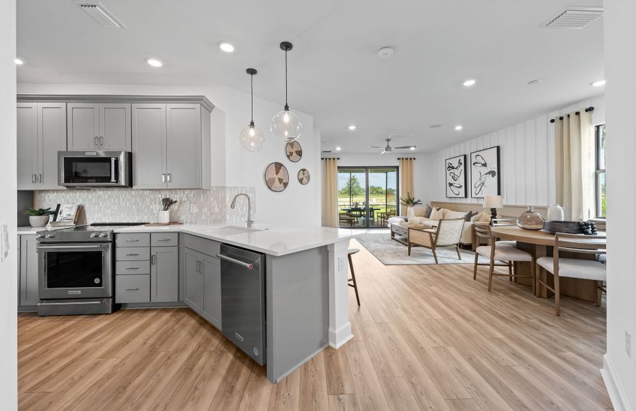 Open living and dining areas