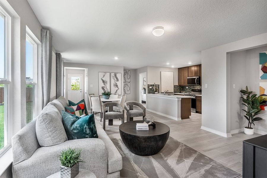 Representative furnished interior of a home built from the Plan 1417 Modeled by KB Home in Legend Heights, New Braunfels (Image 6). Representative furnished interior of a home built from the Plan 1417 Modeled by KB Home in Legend Heights, New Braunfels (Image 6).