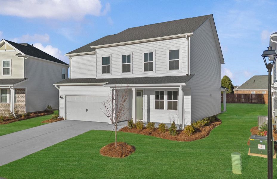 Front exterior of a new home in Fox Hollow, Spartanburg, SC, highlighting curb appeal (Image 18).