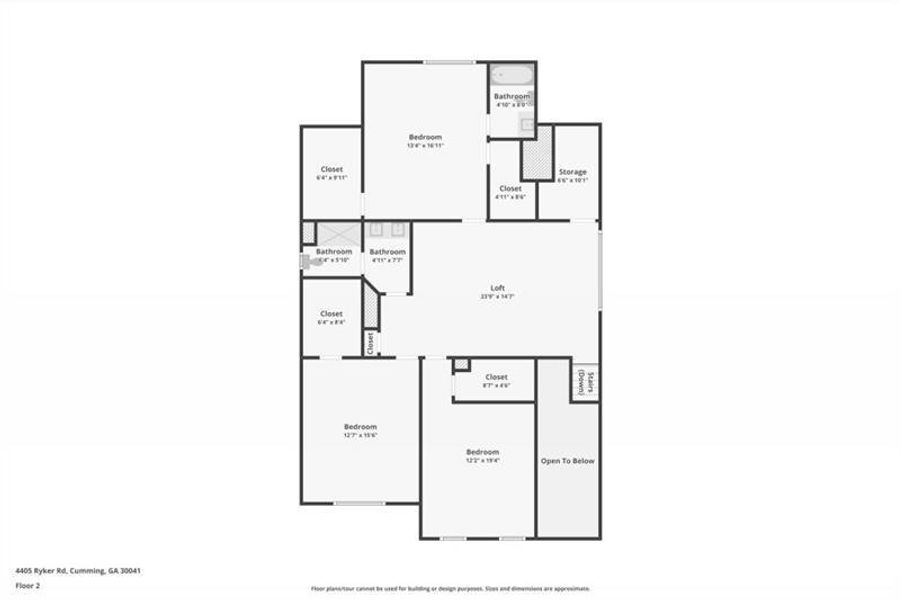 2D floor plan layout of this home in Arden on Lanier, Cumming, GA (Image 6).