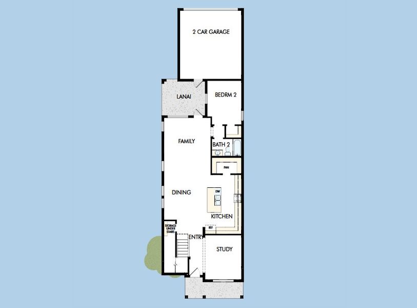 2D floor plan layout for the The Nagle by David Weekley Homes in Soleta at Starkey Ranch - Cottage Series, Odessa, FL (Image 3).