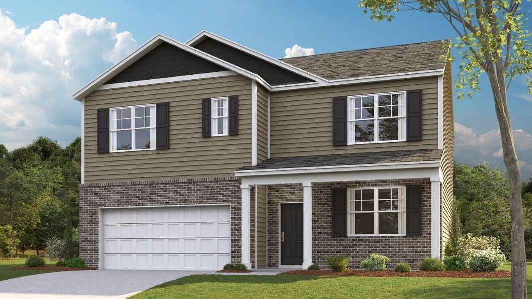 Front exterior of a new home in Johnson Farms, Greeneville, TN, highlighting curb appeal (Image 1). Front exterior of a new home in Johnson Farms, Greeneville, TN, highlighting curb appeal (Image 1).