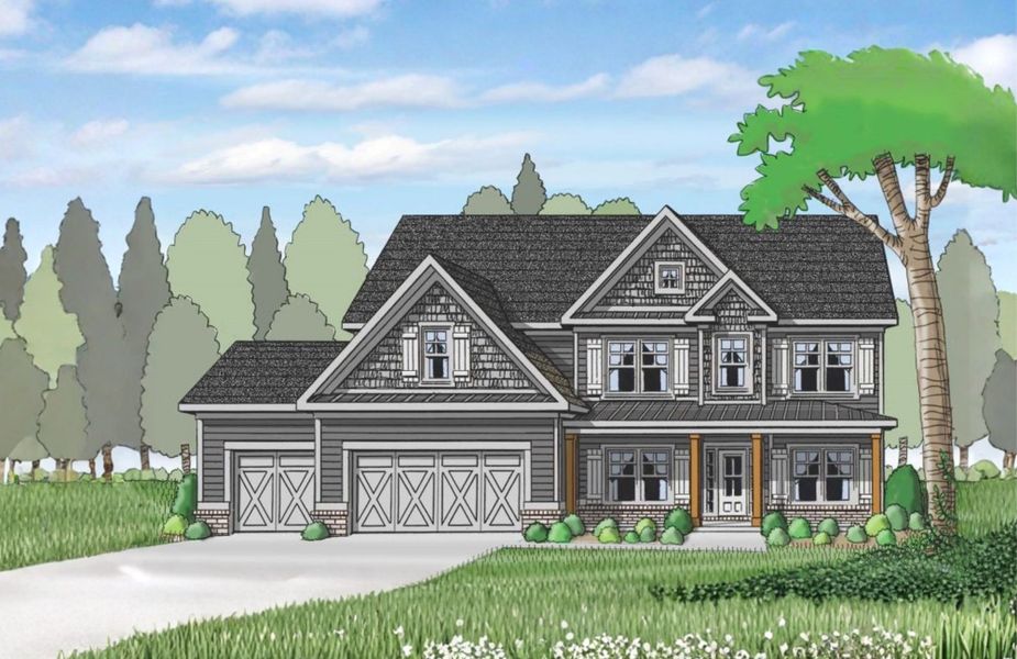 Exterior rendering of this home design in Woodland Hills, Loganville, GA (Image 1). Exterior rendering of this home design in Woodland Hills, Loganville, GA (Image 1).