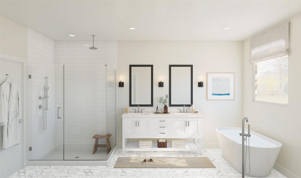 Luxurious primary bath (*Artist rendering used for illustration purposes only.)