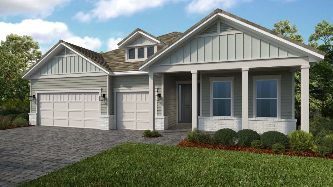 Representative exterior photo of a completed home built from the Cascata by Taylor Morrison in Esplanade at St. Marys, St. Marys, GA (Image 22). Representative exterior photo of a completed home built from the Cascata by Taylor Morrison in Esplanade at St. Marys, St. Marys, GA (Image 22).