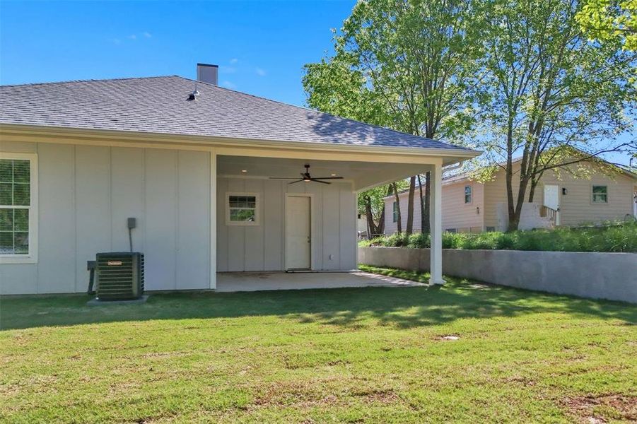 Fully sodded and fenced yard