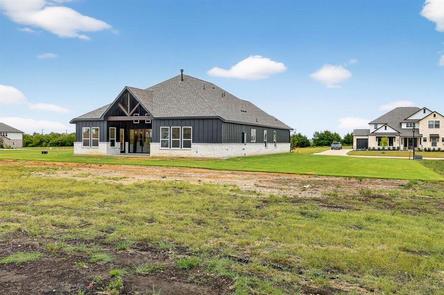 Front exterior of a new home in Highland Crossing, Celina, TX, highlighting curb appeal (Image 13). Front exterior of a new home in Highland Crossing, Celina, TX, highlighting curb appeal (Image 13).
