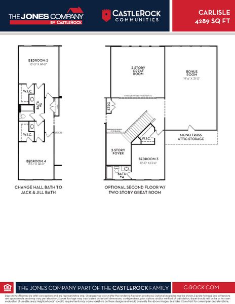 2D floor plan layout for the Carlisle by CastleRock Communities in Belvoir, Fairview, TN (Image 5).