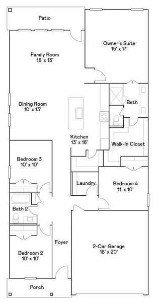 2D floor plan layout of this home in Sila: Bristol Collection, Huffman, TX (Image 1). 2D floor plan layout of this home in Sila: Bristol Collection, Huffman, TX (Image 1).