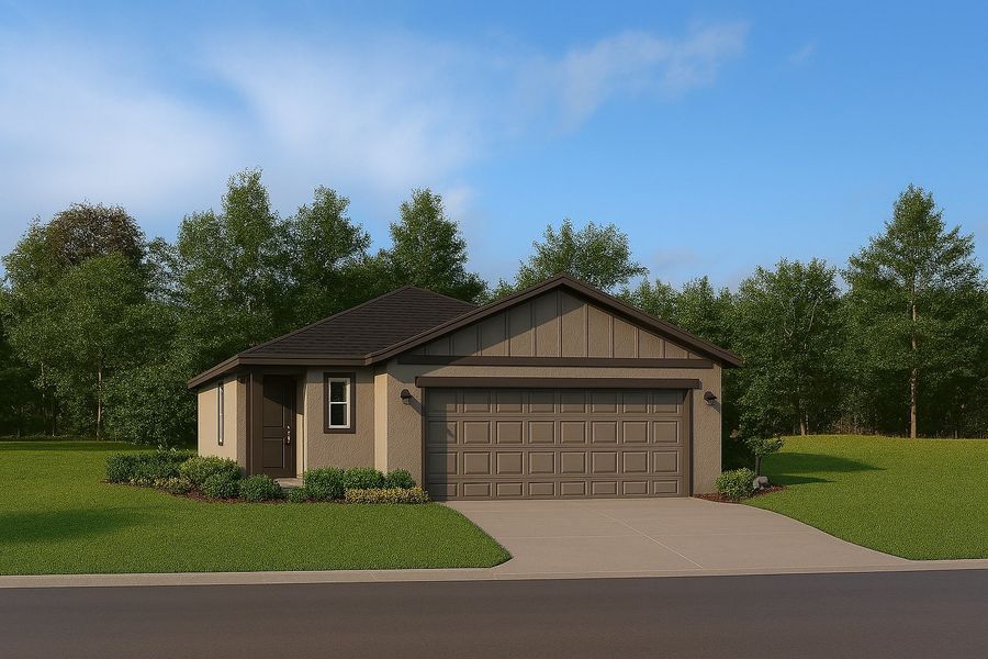 Front exterior of a new home in New Port Corners, New Port Richey, FL, highlighting curb appeal (Image 1). Front exterior of a new home in New Port Corners, New Port Richey, FL, highlighting curb appeal (Image 1).