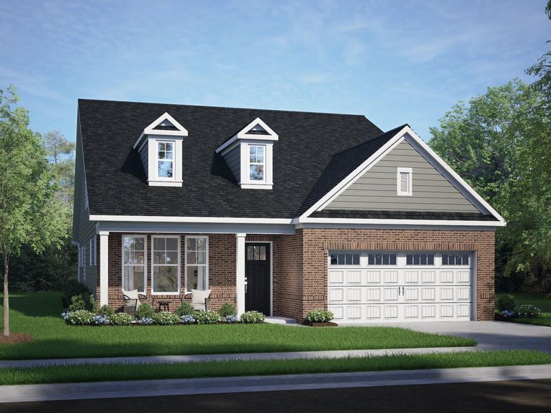 Representative exterior photo of a completed home built from the The Birch II C by Davidson Homes LLC in Sage on North Main, Wake Forest, NC (Image 7). Representative exterior photo of a completed home built from the The Birch II C by Davidson Homes LLC in Sage on North Main, Wake Forest, NC (Image 7).