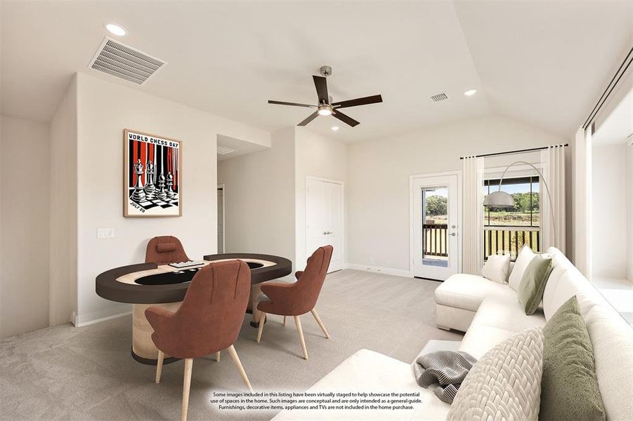 Furnished interior view inside a new home in Parks at Panchasarp Farms 65, Burleson (Image 9). Furnished interior view inside a new home in Parks at Panchasarp Farms 65, Burleson (Image 9).