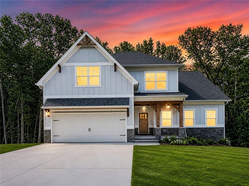 Front exterior of a new home in , Waleska, GA, highlighting curb appeal (Image 20).