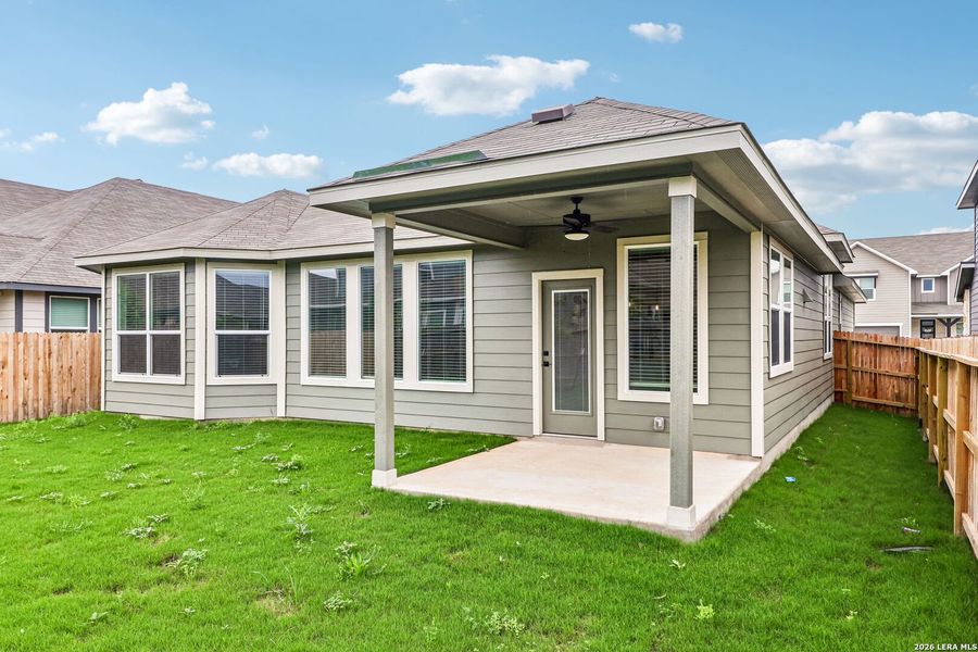 Exterior details and patio area of a home in Estancia Ranch - Classic Series, San Antonio (Image 3).