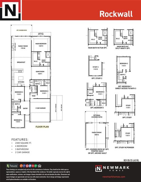 2D floor plan layout of this home in Sienna 45', 50', Missouri City, TX (Image 2).