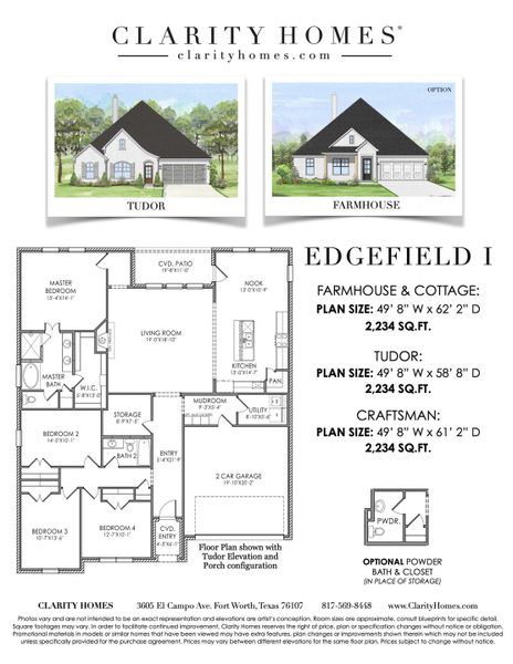2D floor plan layout for the Edgefield I II by Clarity Homes in The Lakes At Park Of Aledo, Aledo, TX (Image 4). 2D floor plan layout for the Edgefield I II by Clarity Homes in The Lakes At Park Of Aledo, Aledo, TX (Image 4).