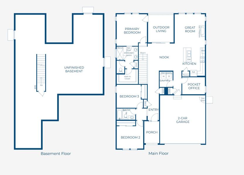 2D floor plan layout of this home in The Manors Collection at Golden Overlook, Lakewood, CO (Image 4).