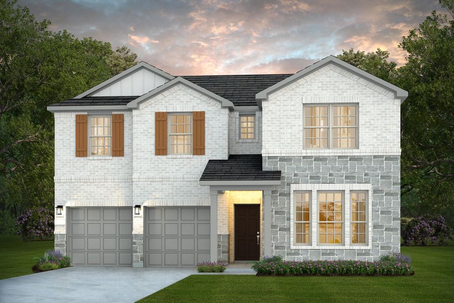 Representative exterior photo of a completed home built from the Albany by Pulte Homes in Nopal Valley, San Antonio, TX (Image 2). Representative exterior photo of a completed home built from the Albany by Pulte Homes in Nopal Valley, San Antonio, TX (Image 2).