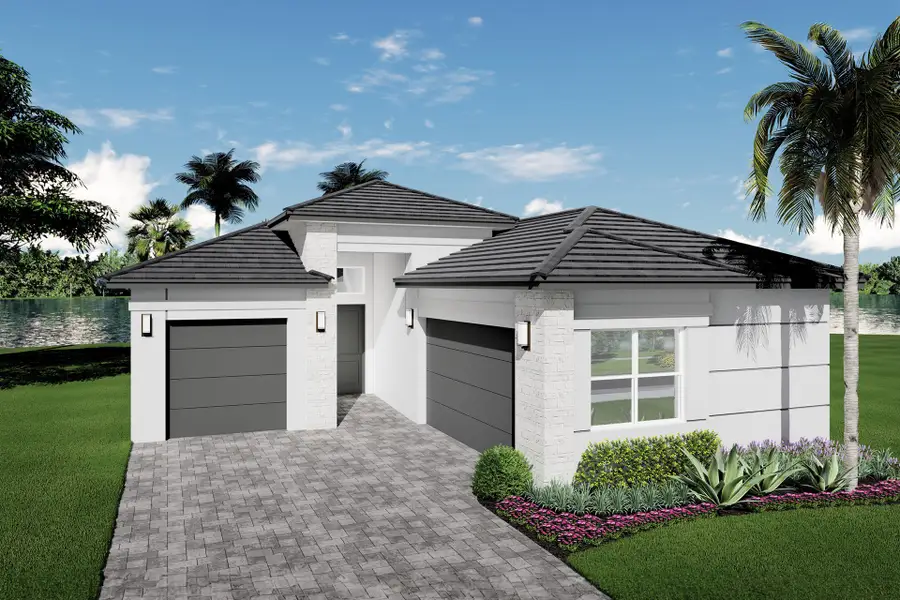 Representative exterior photo of a completed home built from the Elena by GL Homes in Valencia Ridge (55+), Wesley Chapel, FL (Image 2).