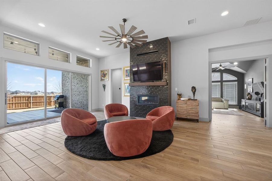 Wall-of-glass sliding doors create effortless indoor-outdoor living. View of gameroom (or flex space) Wall-of-glass sliding doors create effortless indoor-outdoor living. View of gameroom (or flex space)