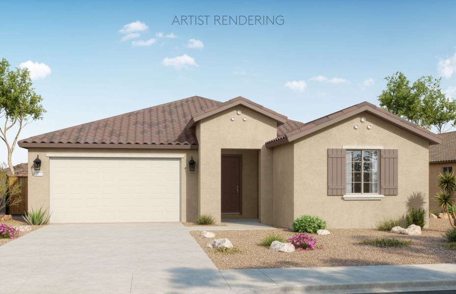 Representative exterior photo of a completed home built from the Verona by Pulte Homes in Shadow Ridge, Avondale, AZ (Image 14). Representative exterior photo of a completed home built from the Verona by Pulte Homes in Shadow Ridge, Avondale, AZ (Image 14).
