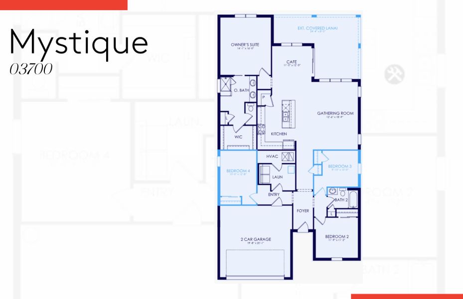 2D floor plan layout of this home in Cedar Grove at The Woodlands, North Port, FL (Image 2).
