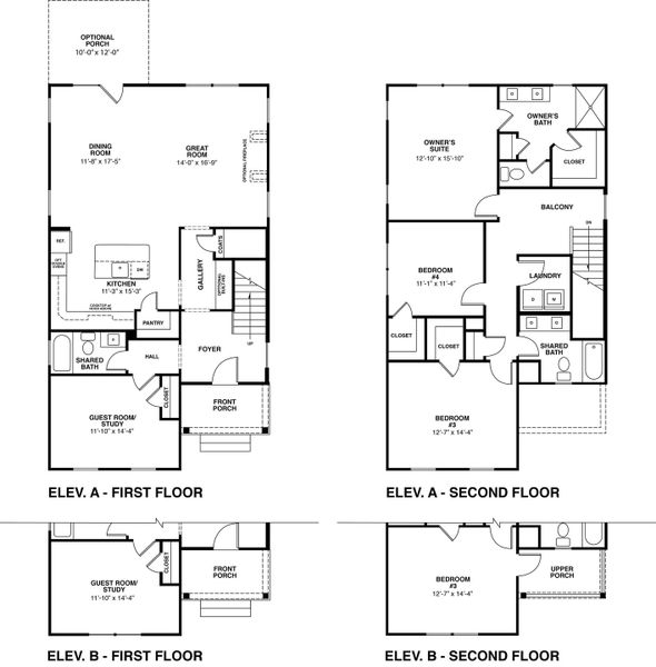 2D floor plan layout for the Jasmine by Center Park Homes in Pineland Village, Summerville, SC (Image 3).