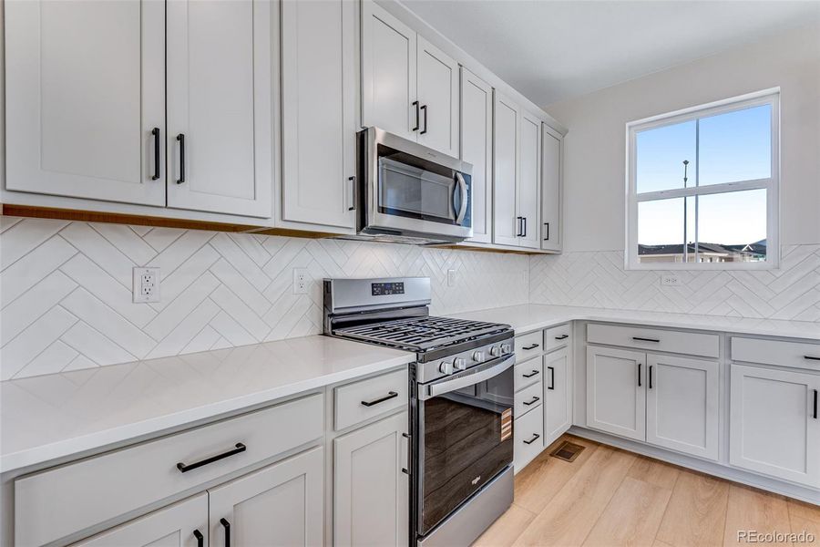 Furnished interior view inside a new home in Painted Prairie, Aurora (Image 19). Furnished interior view inside a new home in Painted Prairie, Aurora (Image 19).
