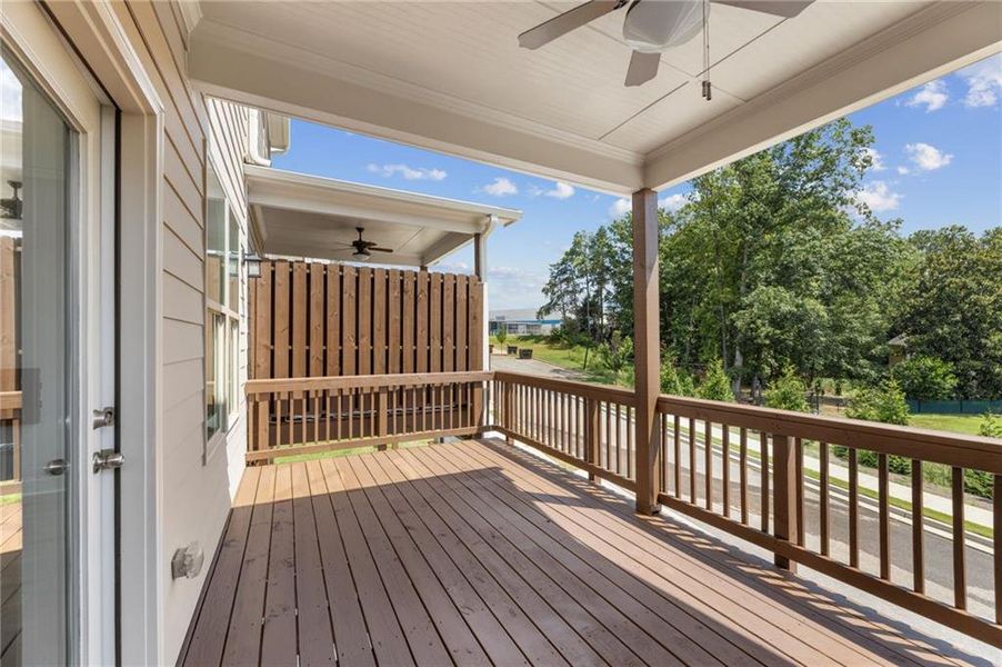 Exterior details and patio area of a home in Towns at Enclave, Lawrenceville (Image 3).