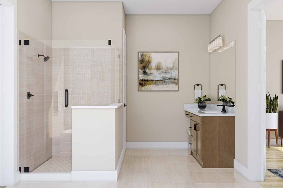 Furnished interior view inside a new home in Dunham Pointe 60′, Cypress (Image 11). Furnished interior view inside a new home in Dunham Pointe 60′, Cypress (Image 11).