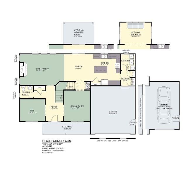 2D floor plan layout for the The Hawthorne by Forbes Capretto Homes in Wheatfield Crossing, North Tonawanda, NY (Image 3).
