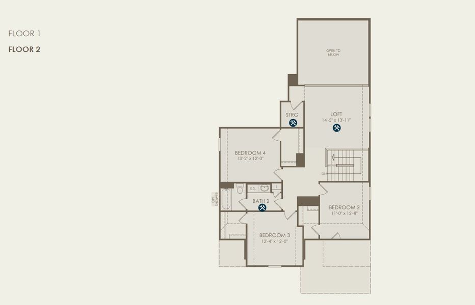 2D floor plan layout for the Sanford by Pulte Homes in Davis Ranch, San Antonio, TX (Image 4). 2D floor plan layout for the Sanford by Pulte Homes in Davis Ranch, San Antonio, TX (Image 4).