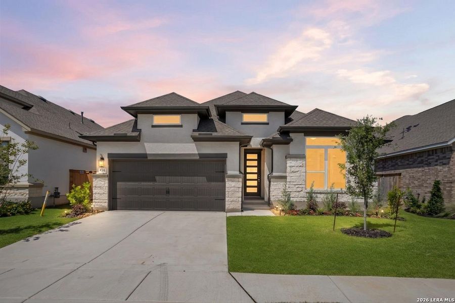Front exterior of a new home in Mayfair, New Braunfels, TX, highlighting curb appeal (Image 26).