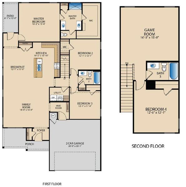 2D floor plan layout of this home in Grande Estates, Bertram, TX (Image 5). 2D floor plan layout of this home in Grande Estates, Bertram, TX (Image 5).