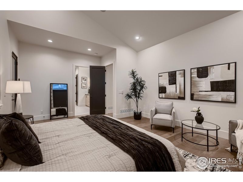 Large Master bedroom with vaulted ceiling