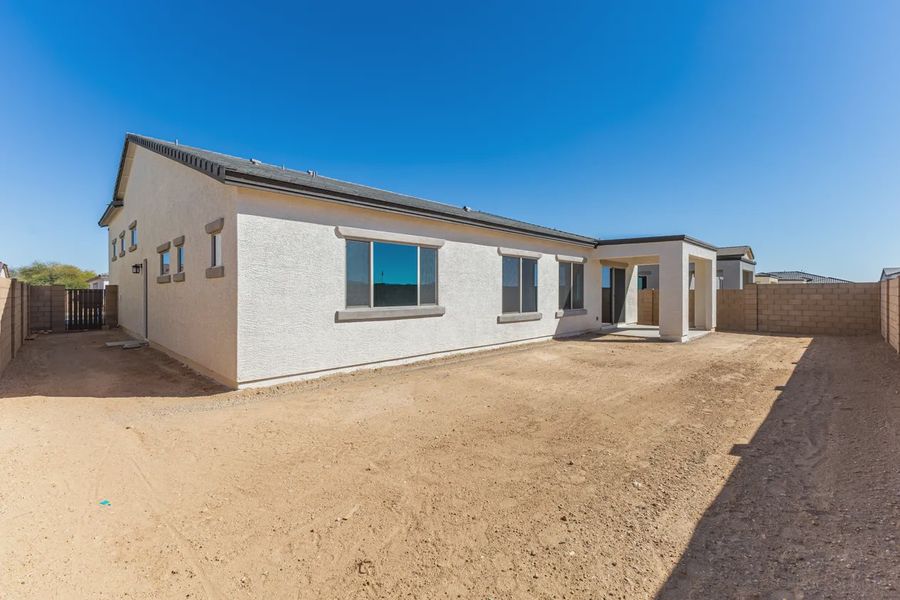 Exterior details and patio area of a home in Valencia at Granite Vista, Waddell (Image 24).