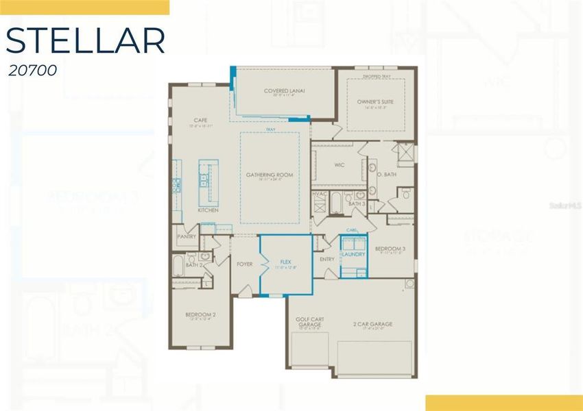2D floor plan layout of this home in Del Webb Catalina, Lakewood Ranch, FL (Image 2).