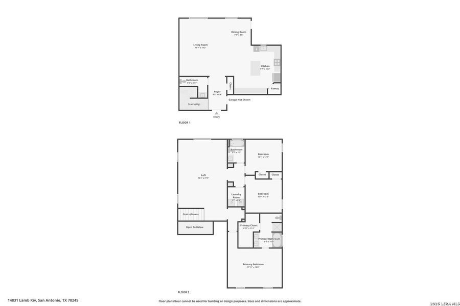 2D floor plan layout of this home in Stonehill, San Antonio, TX (Image 4).