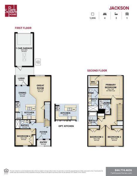 2D floor plan layout for the Jackson by Park Square Residential in The Residences at Emerson Park, Apopka, FL (Image 3).
