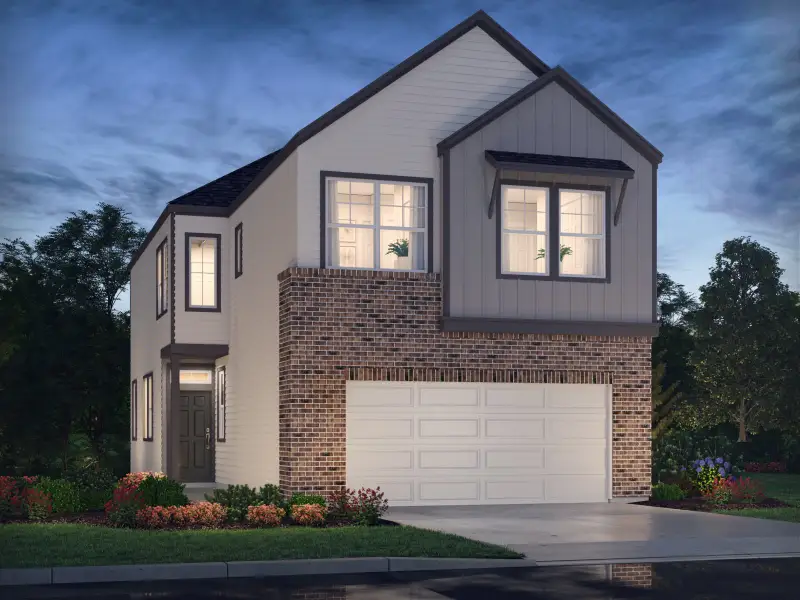 Front exterior of a new home in Pinewood Trails - City Series, Atascocita, TX, highlighting curb appeal (Image 1).