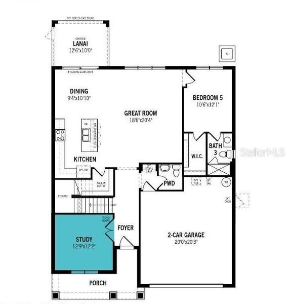 2D floor plan layout of this home in Crosswind Ranch, Parrish, FL (Image 3).
