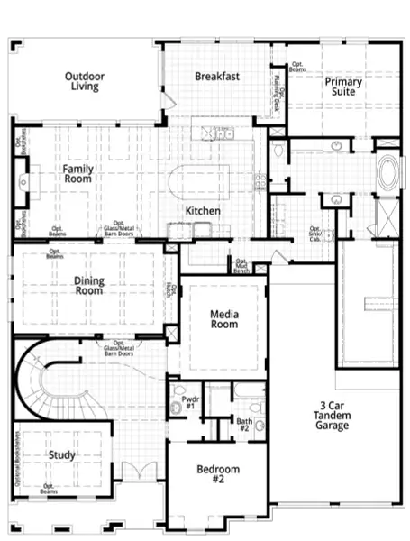 2D floor plan layout of this home in Star Trail, Prosper, TX (Image 4).