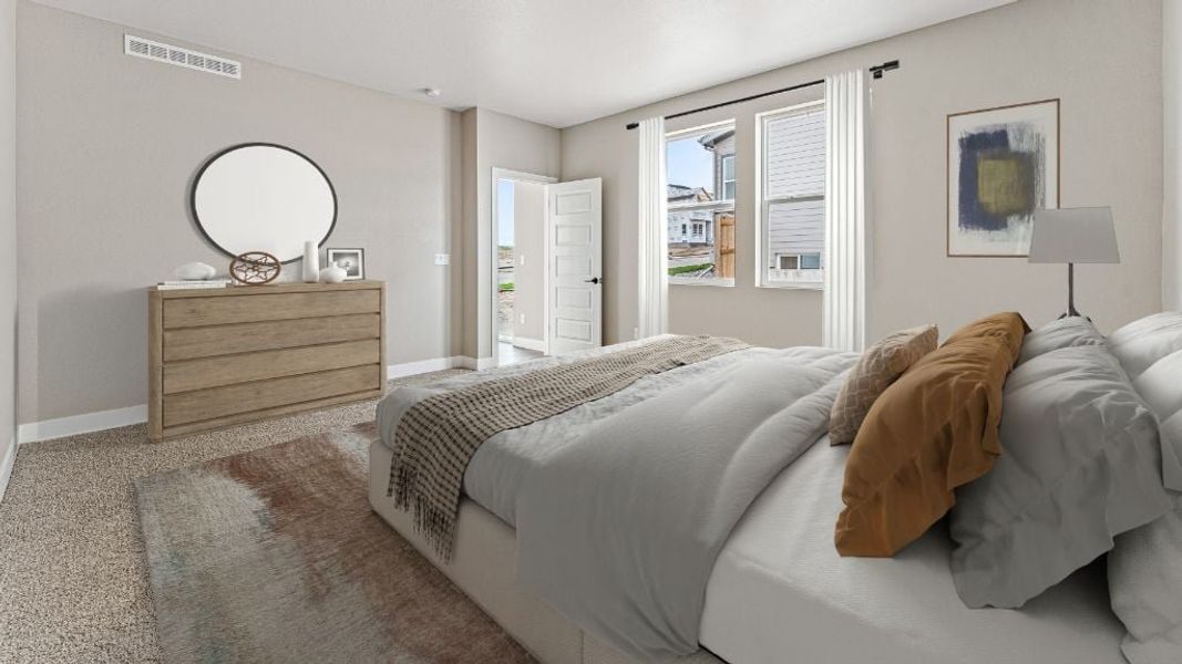 Representative furnished interior of a home built from the Pike by Taylor Morrison in The Aurora Highlands Town Collection, Aurora (Image 13).
