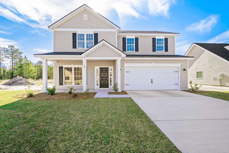 Representative exterior photo of a completed home built from the The Hatteras by Smith Family Homes in Ramsey Landing, Rincon, GA (Image 1).