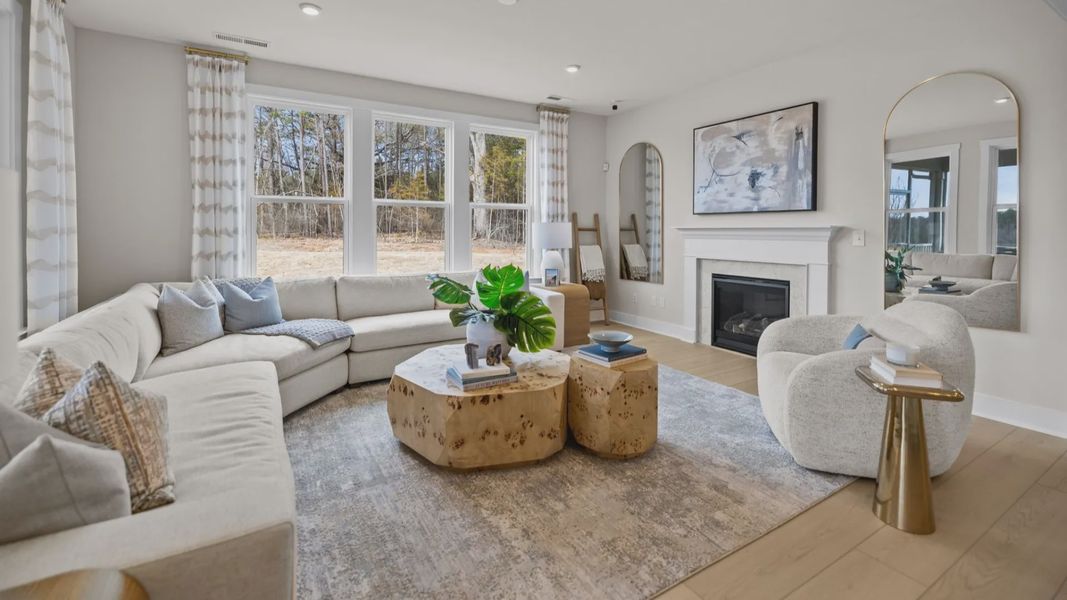 The Stonefield Plan by DRB Homes in McBride Indian Trail, NC - Living The Stonefield Plan by DRB Homes in McBride Indian Trail, NC - Living