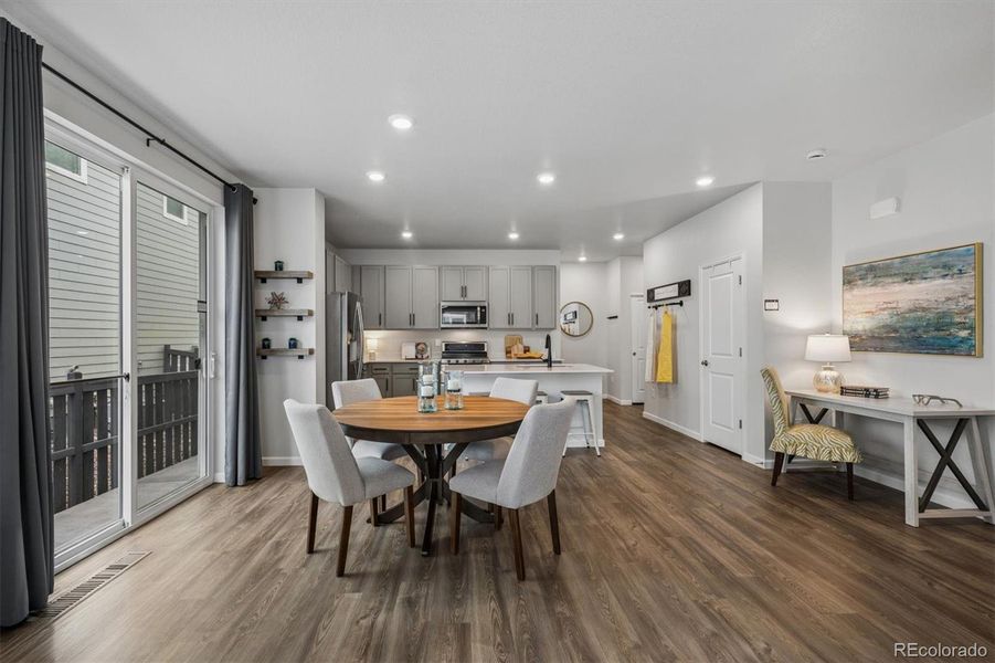 Space for a large dining table and sideboard or hutch